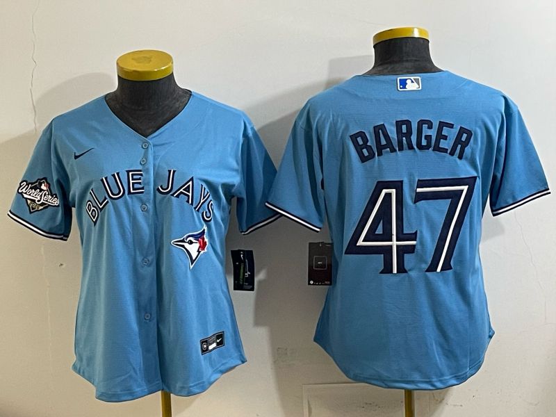 Women 2025 Nike Toronto Blue Jays #47 Barger Light Blue Game MLB Jersey 04->women mlb jersey->Women Jersey